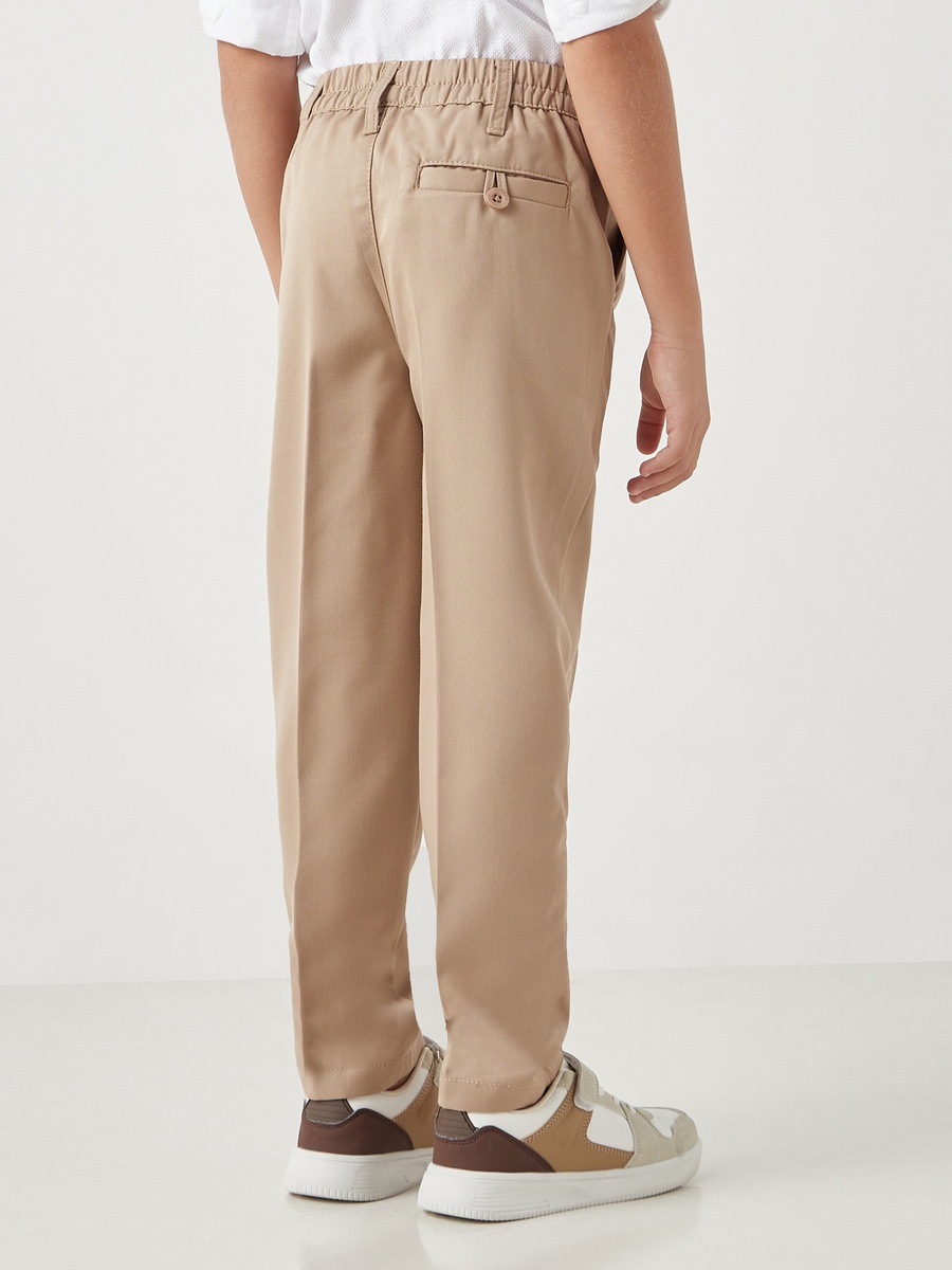 Solid Trousers with Elasticated Waist and Pockets