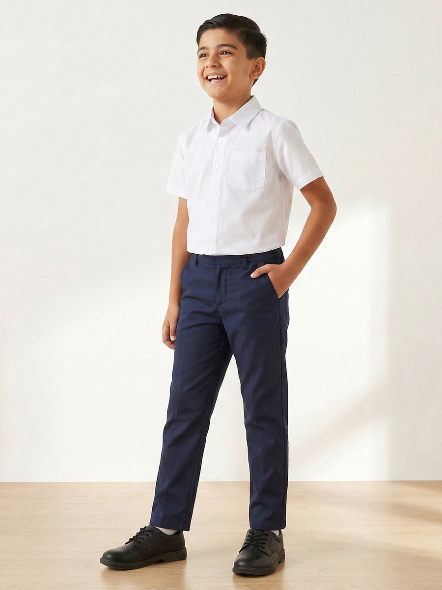 Pack of 2 Solid Full Length Pants with Button Closure and Pockets