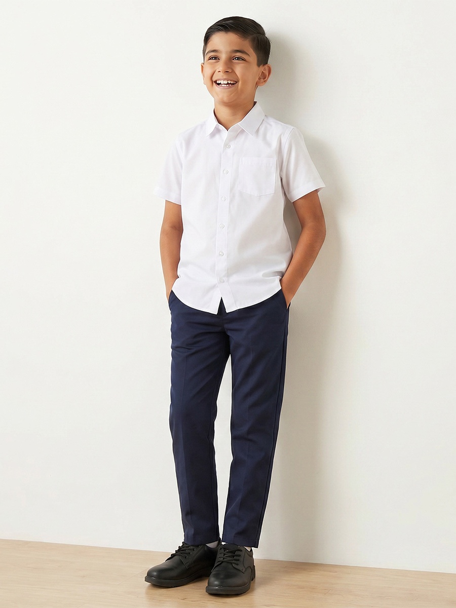 Pack of 2 Solid Full Length Pants with Button Closure and Pockets