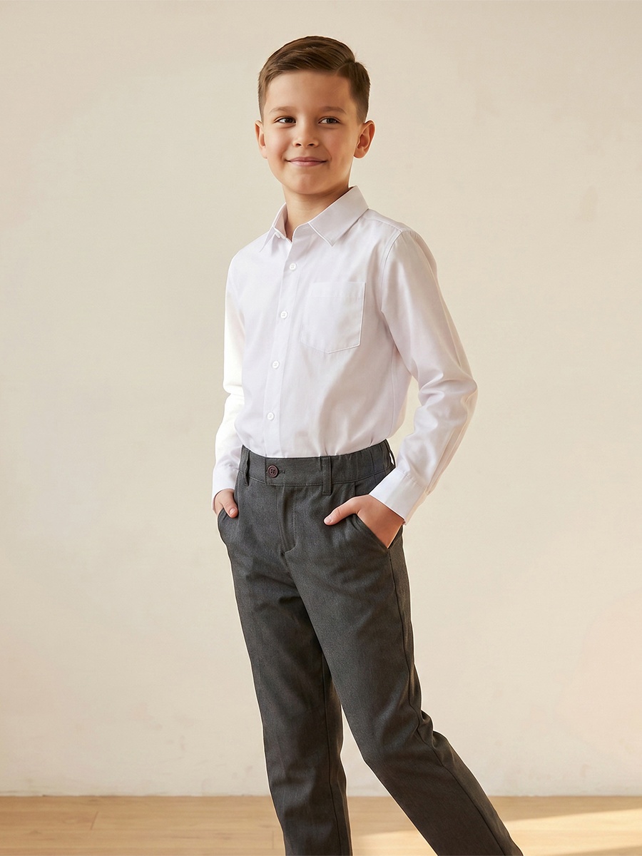 Pack of 2 Solid Full Length Pants with Button Closure and Pockets