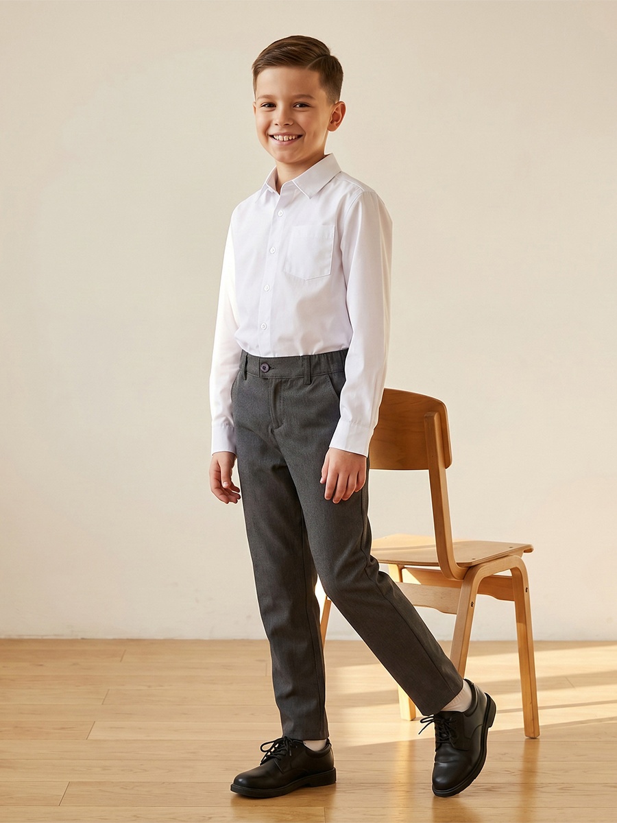 Pack of 2 Solid Full Length Pants with Button Closure and Pockets