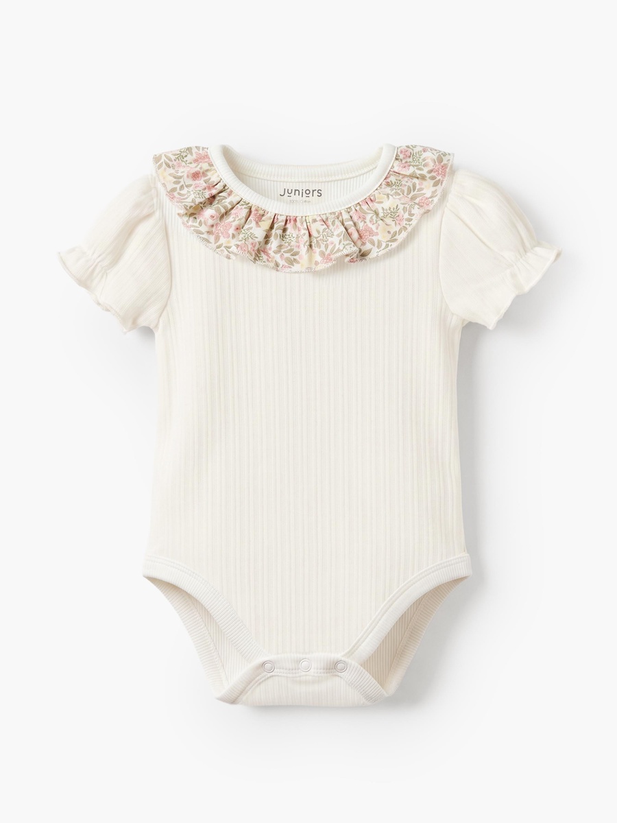 Set of 2 Round Neck Bodysuit with Floral Print