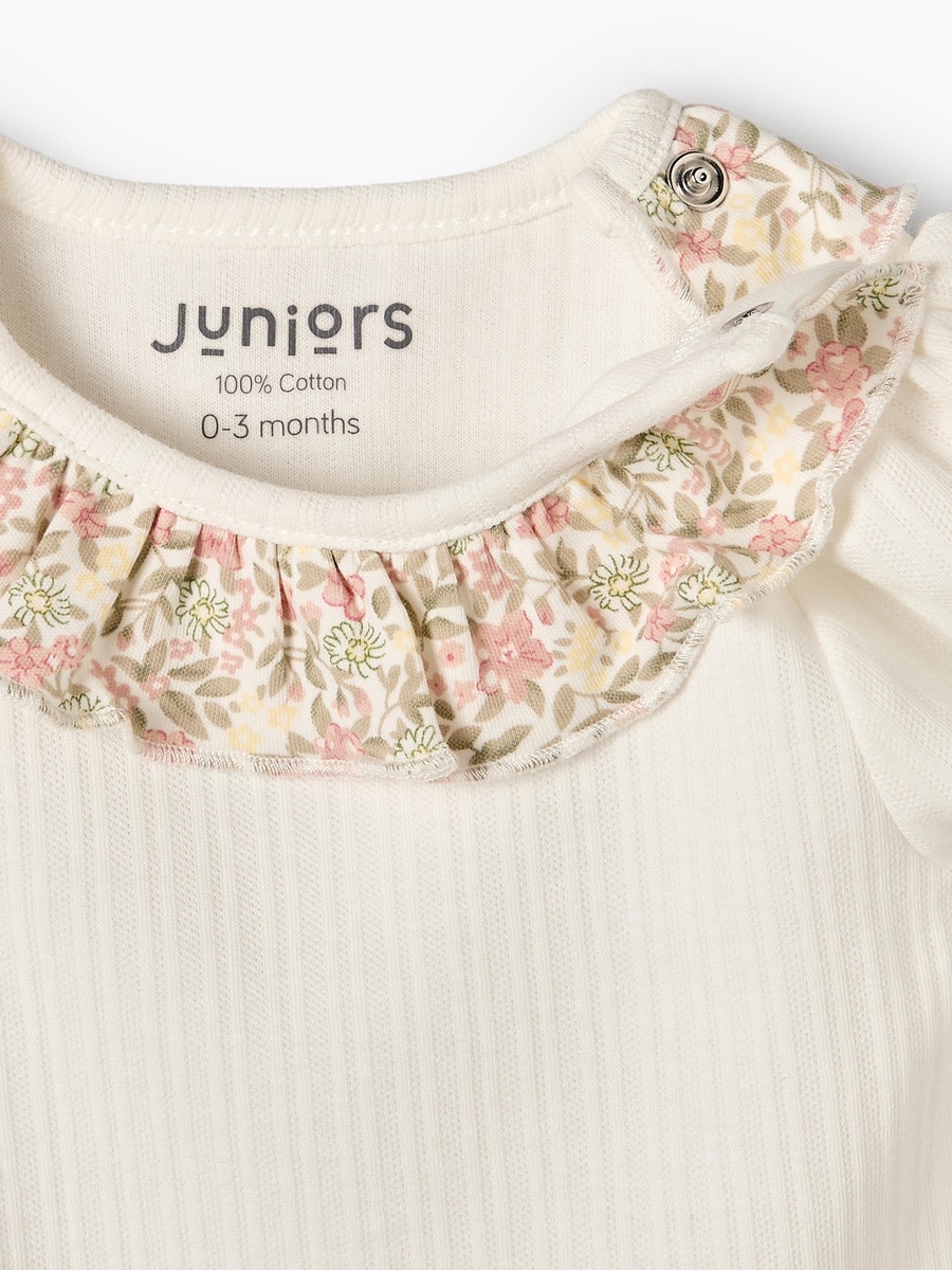 Set of 2 Round Neck Bodysuit with Floral Print