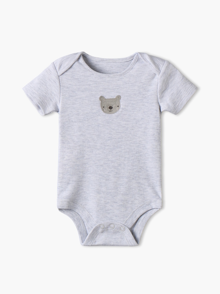 Pack of 3 Round Neck Short Sleeves Bodysuit with Snap Button Closure