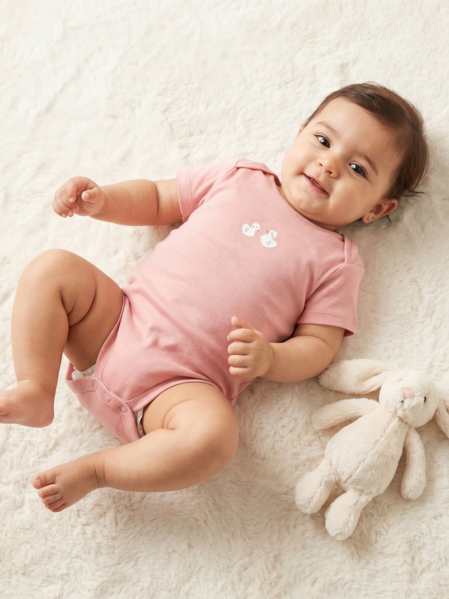 Pack of 5 Cotton Crew Neck Short Sleeves Bodysuit with Assorted Print