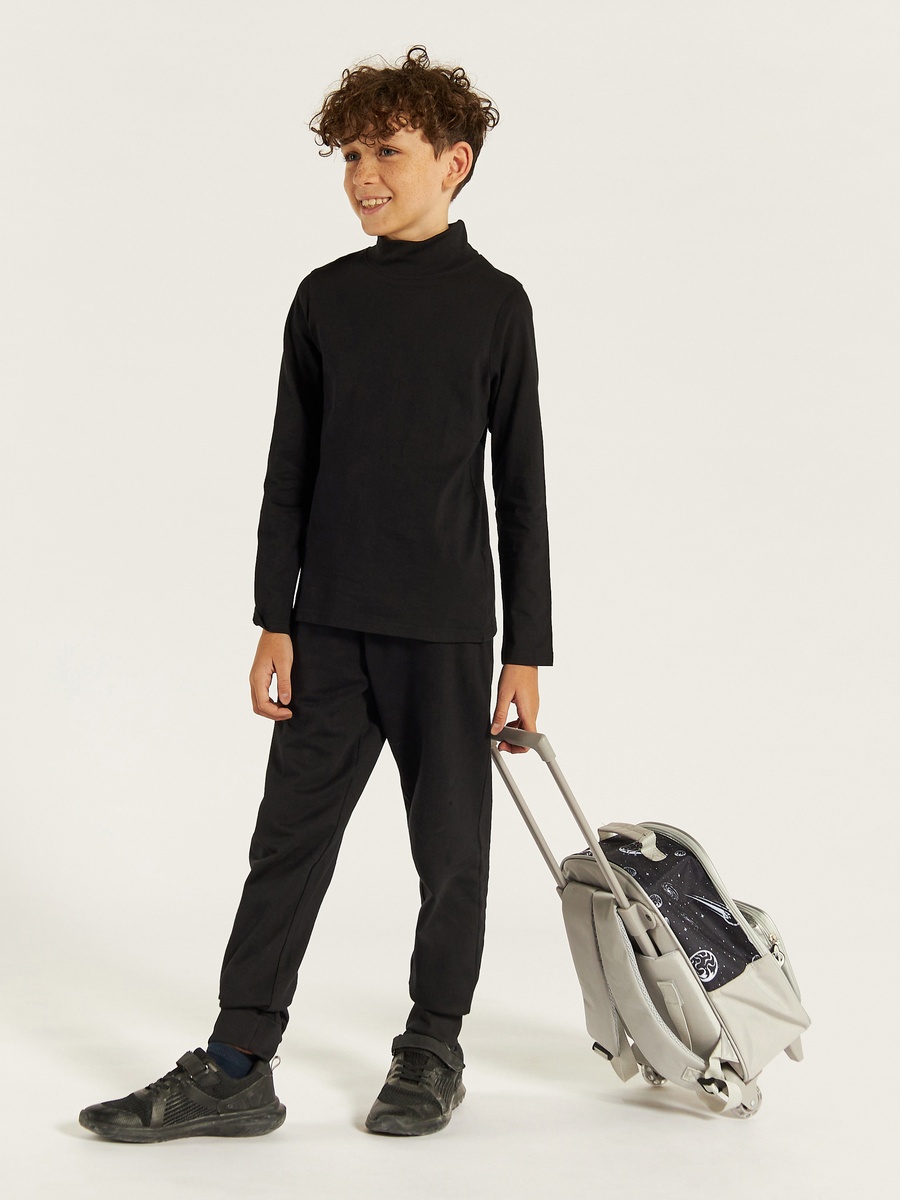 Solid Joggers with Drawstring Closure and Pockets