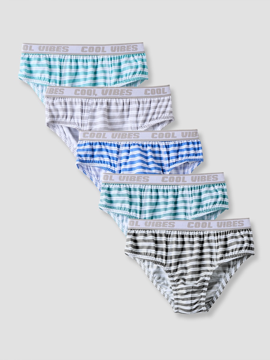 Pack of 5 Cotton Briefs with Striped Design