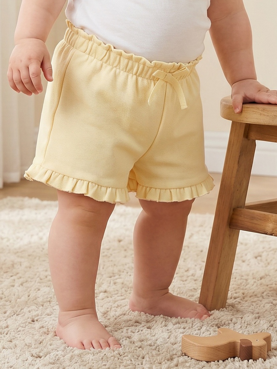 Elasticated Waist Shorts with Ruffle Trim