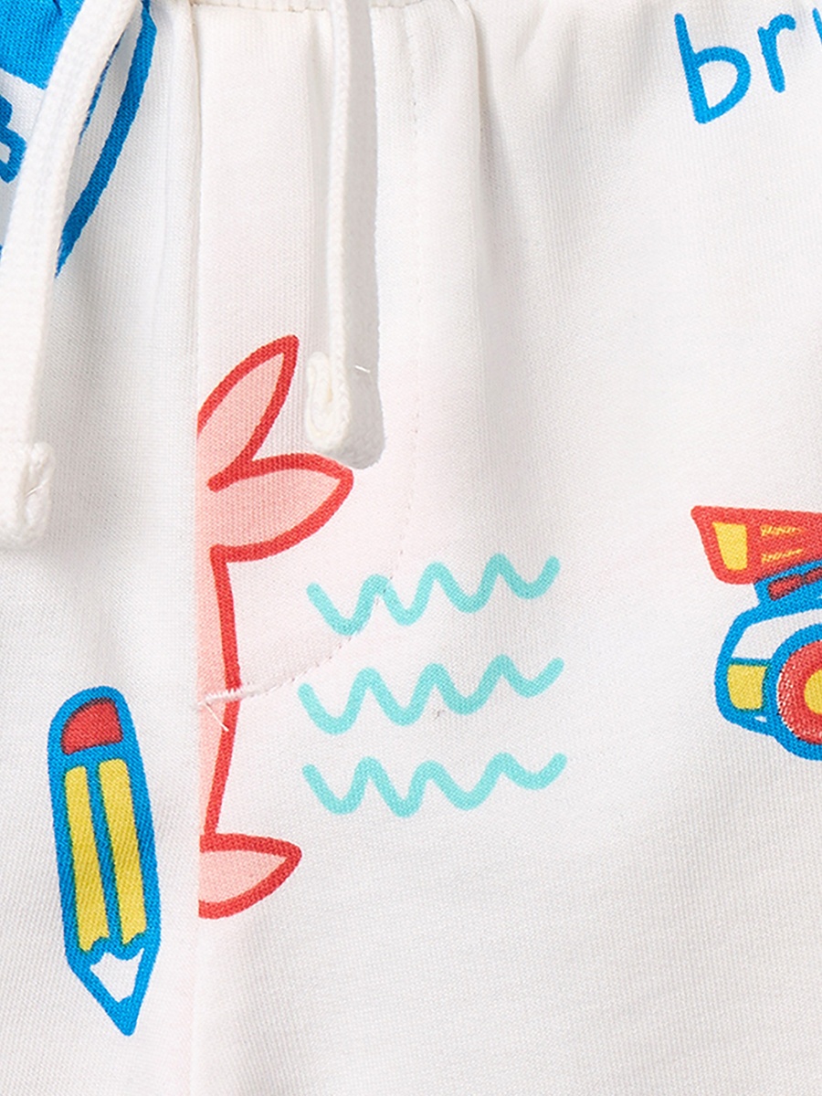 Knee Length Drawstring Waist Shorts with Game Print