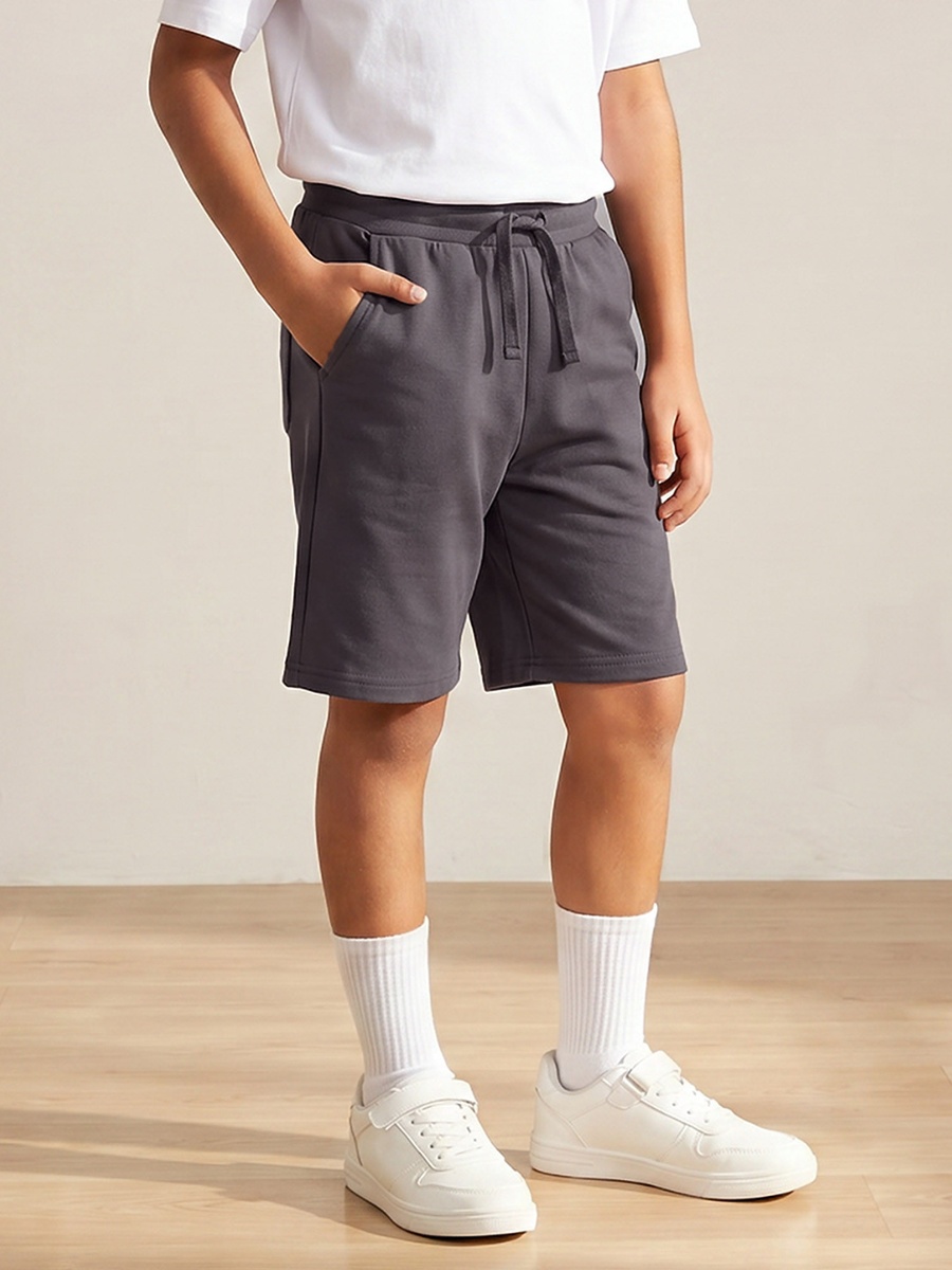 Solid Shorts with Drawstring Closure and Pockets