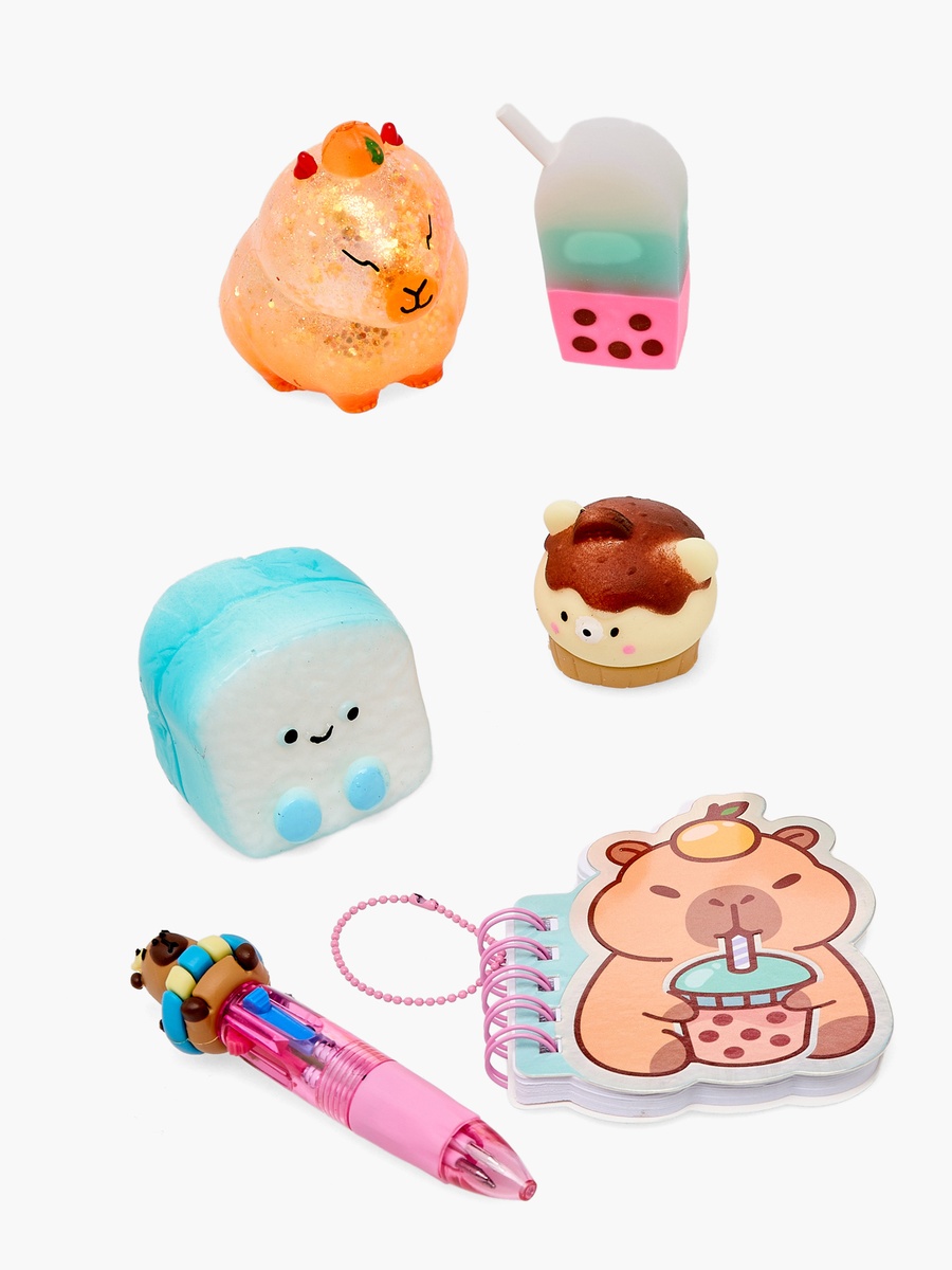 Squishy and Scribble Stationery Set with Pen, Eraser, Squishies and Notebook - 6-Piece
