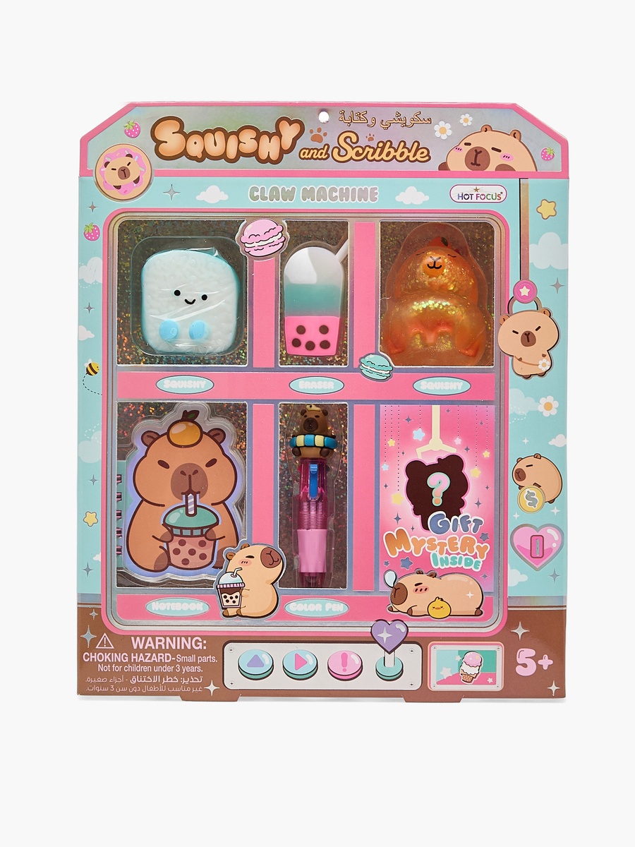 Squishy and Scribble Stationery Set with Pen, Eraser, Squishies and Notebook - 6-Piece