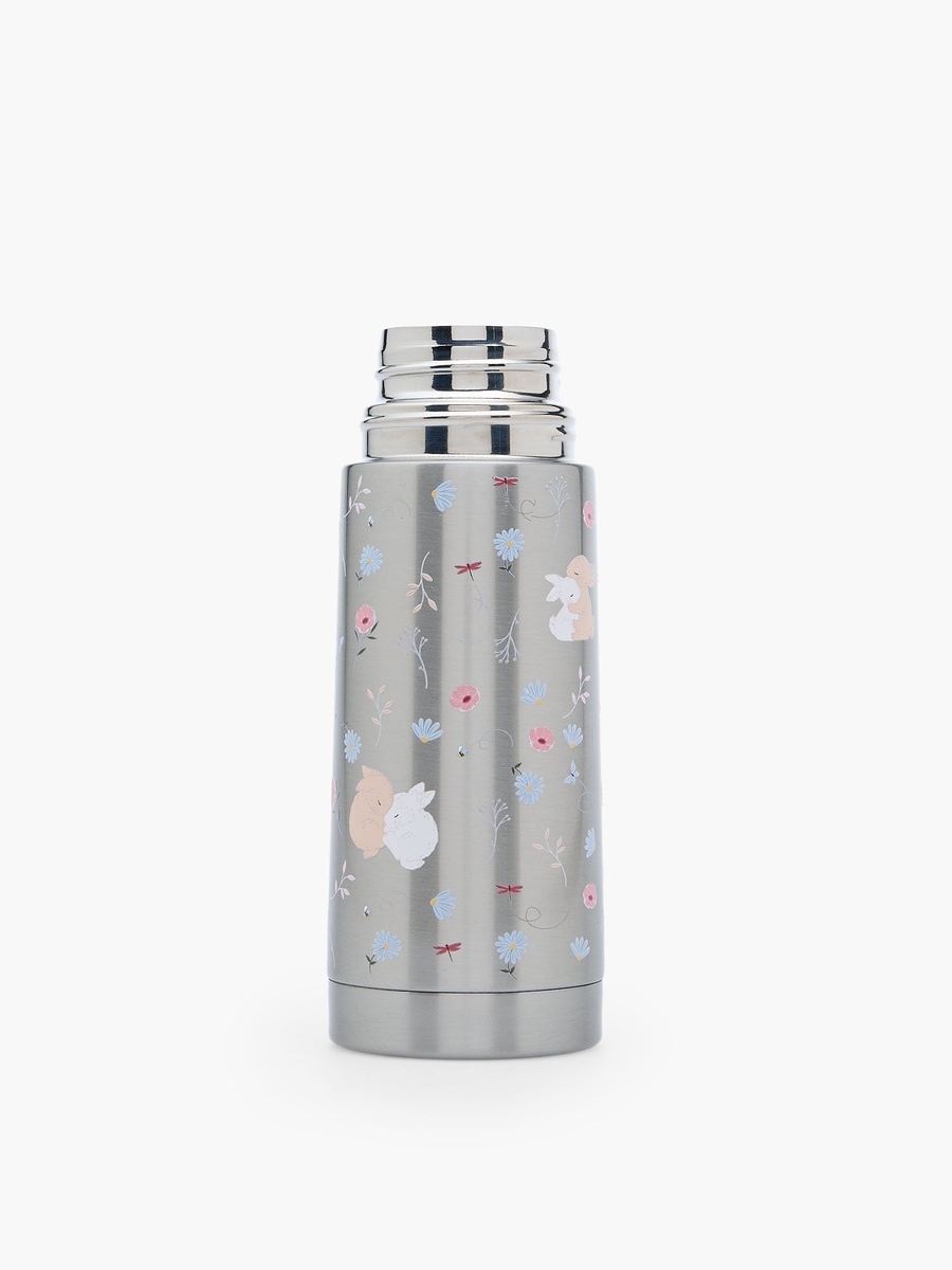 Bunny Print Stainless Steel Water Bottle with Wide Mouth and Vacuum Insulation - 350 ml