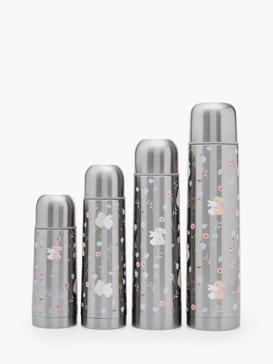 Bunny Print Stainless Steel Water Bottle with Wide Mouth and Vacuum Insulation - 350 ml