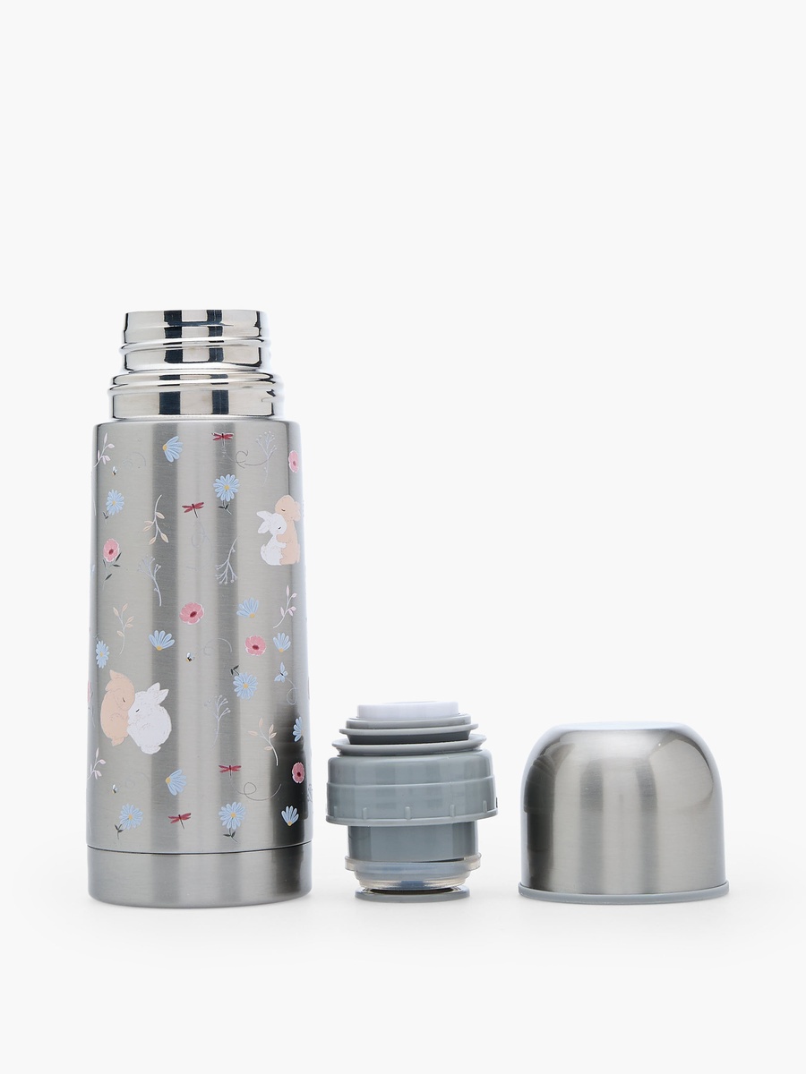 Bunny Print Stainless Steel Water Bottle with Wide Mouth and Vacuum Insulation - 350 ml
