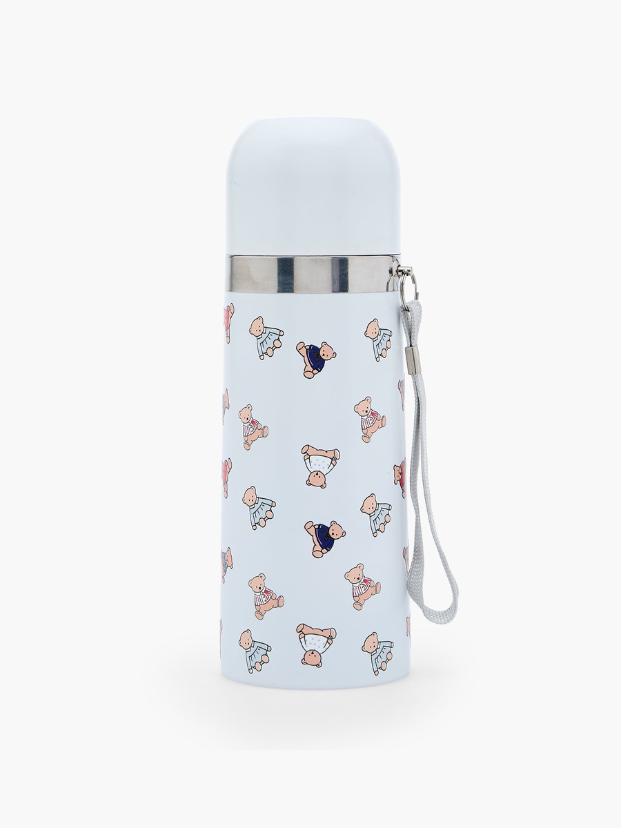 Cute Print Stainless Steel Thermos Flask with Wide Mouth and Vacuum Insulation - 350 ml