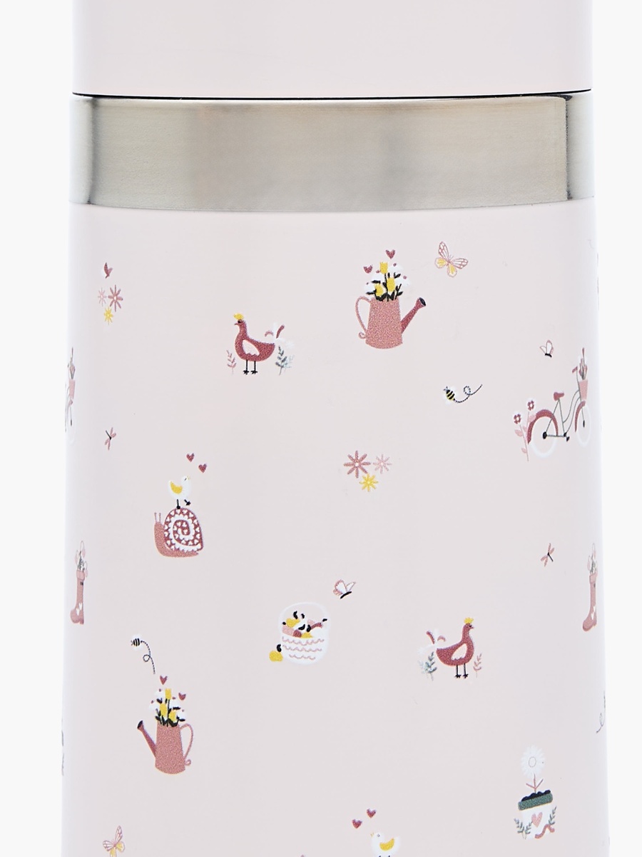 Cute Print Stainless Steel Thermos Flask with Wide Mouth and Vacuum Insulation - 350 ml
