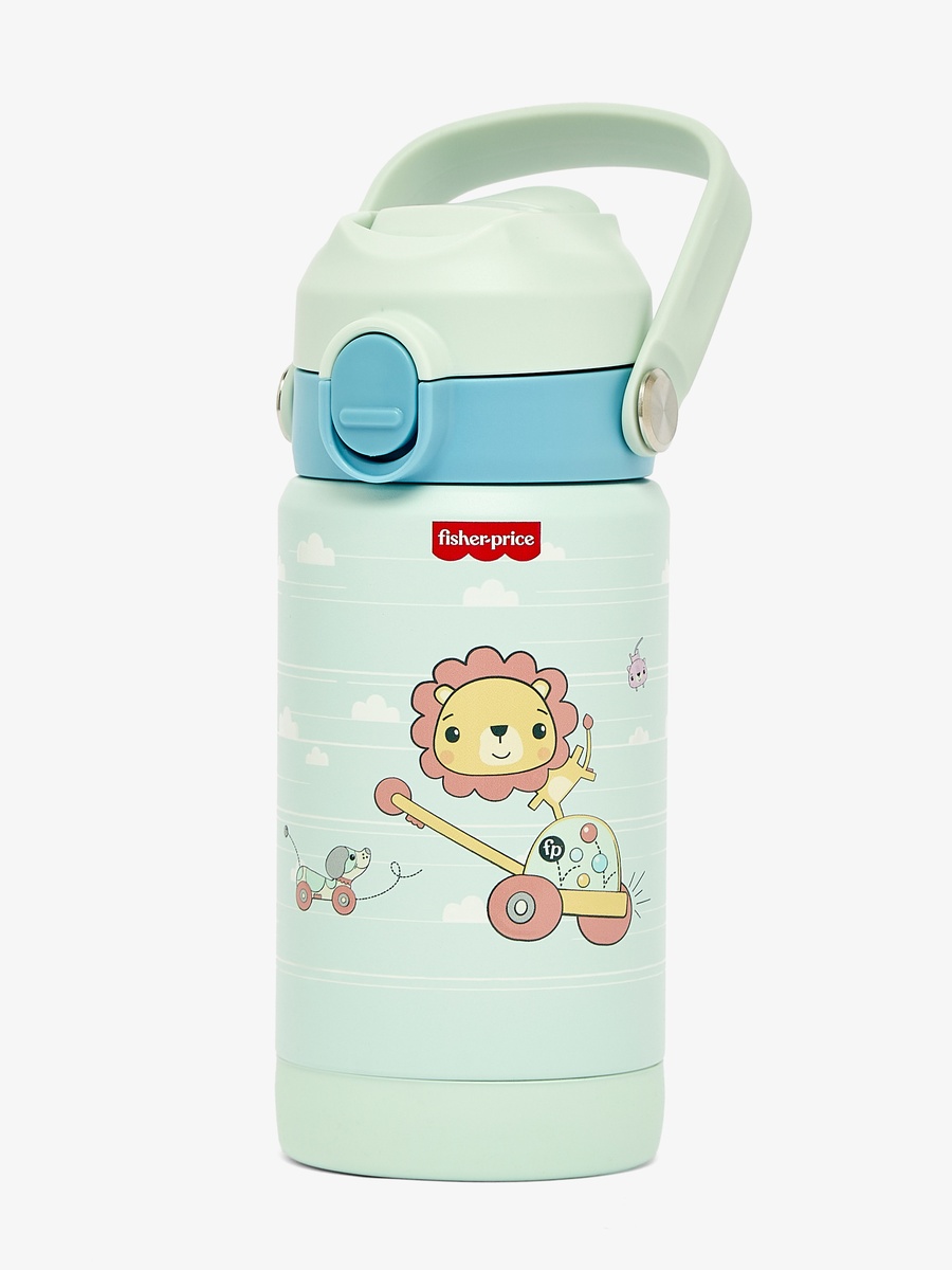 Fisher Price Lion Print Stainless Steel Water Bottle with Spout and Carry Lid