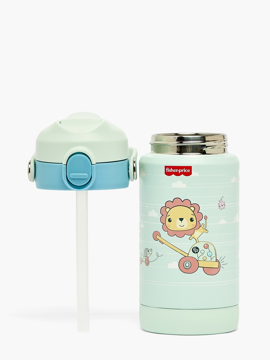 Fisher Price Lion Print Stainless Steel Water Bottle with Spout and Carry Lid