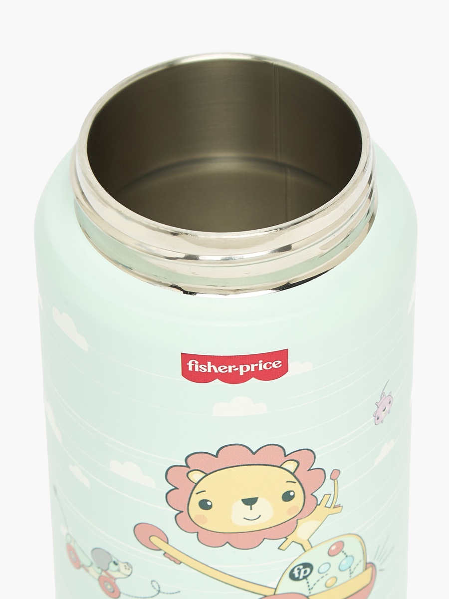 Fisher Price Lion Print Stainless Steel Water Bottle with Spout and Carry Lid