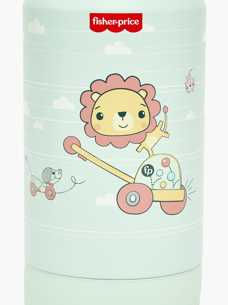 Fisher Price Lion Print Stainless Steel Water Bottle with Spout and Carry Lid