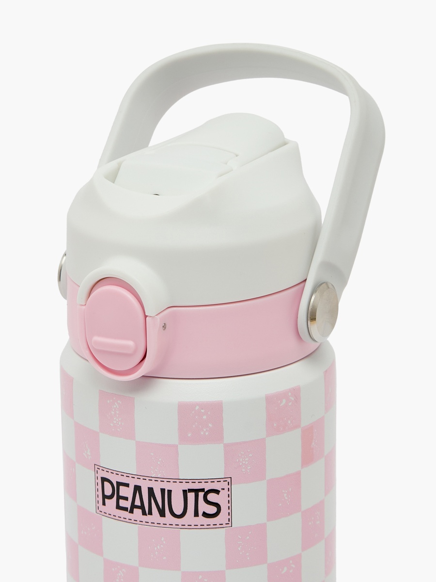 Snoopy Print Stainless Steel Water Bottle with Flip Spout and Handle - 500 ml