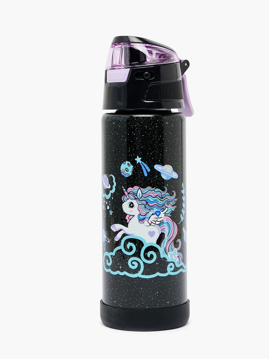 Unicorn Print Stainless Steel Water Bottle with Straw Spout
