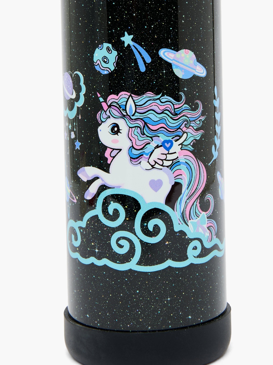 Unicorn Print Stainless Steel Water Bottle with Straw Spout