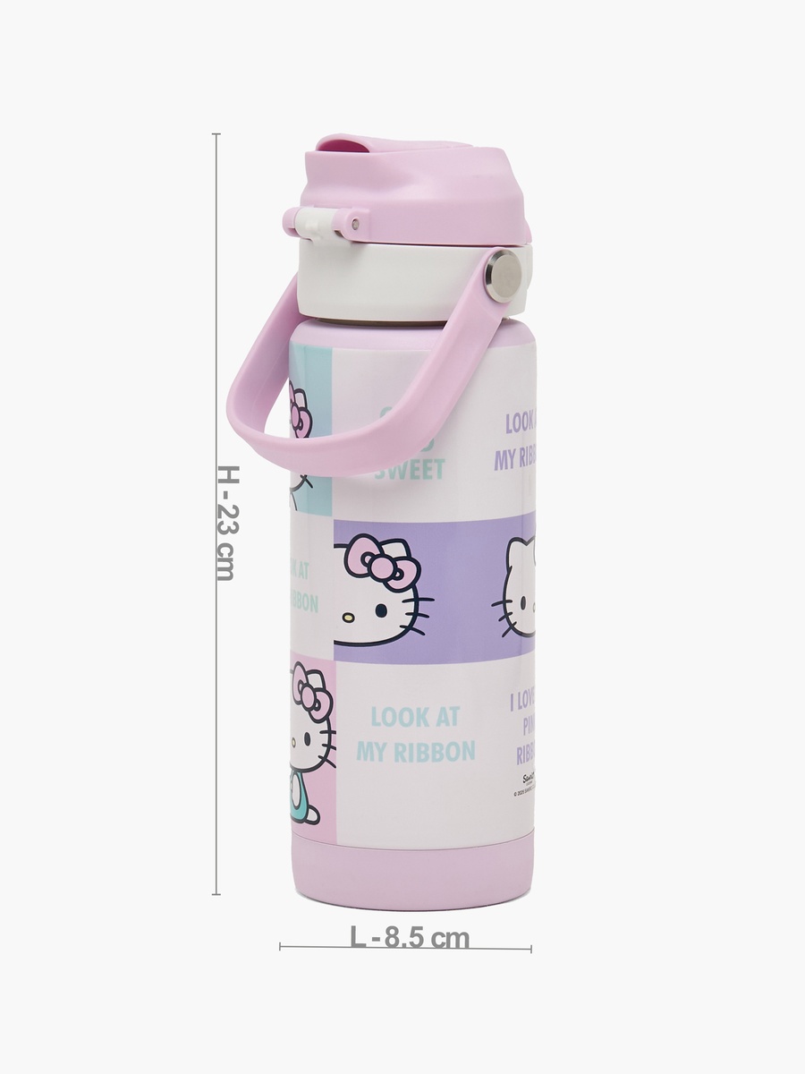 Hello Kitty Print Stainless Steel Water Bottle with Spout and Carry Loop