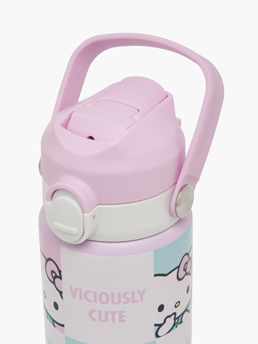 Hello Kitty Print Stainless Steel Water Bottle with Spout and Carry Loop