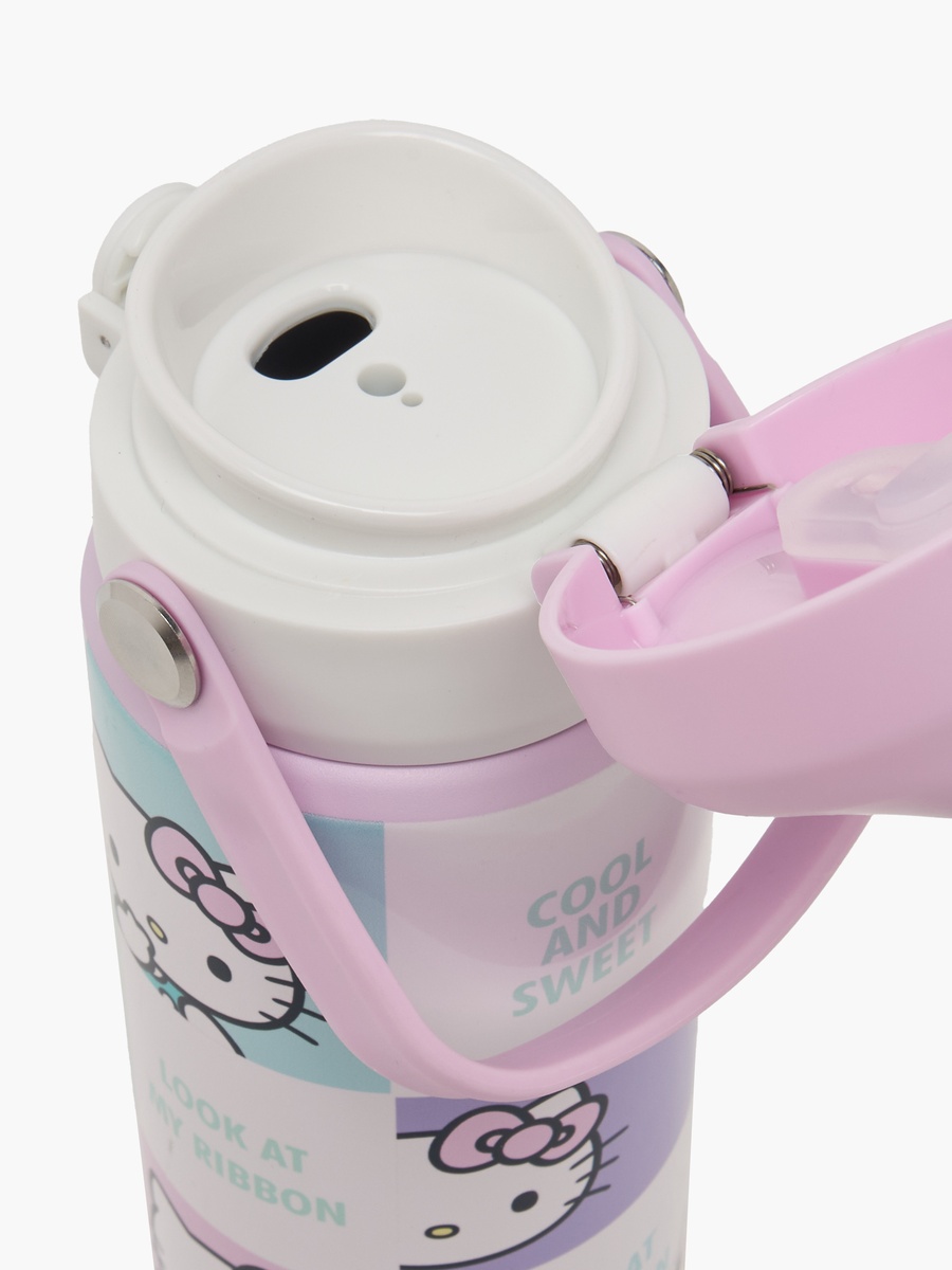 Hello Kitty Print Stainless Steel Water Bottle with Spout and Carry Loop