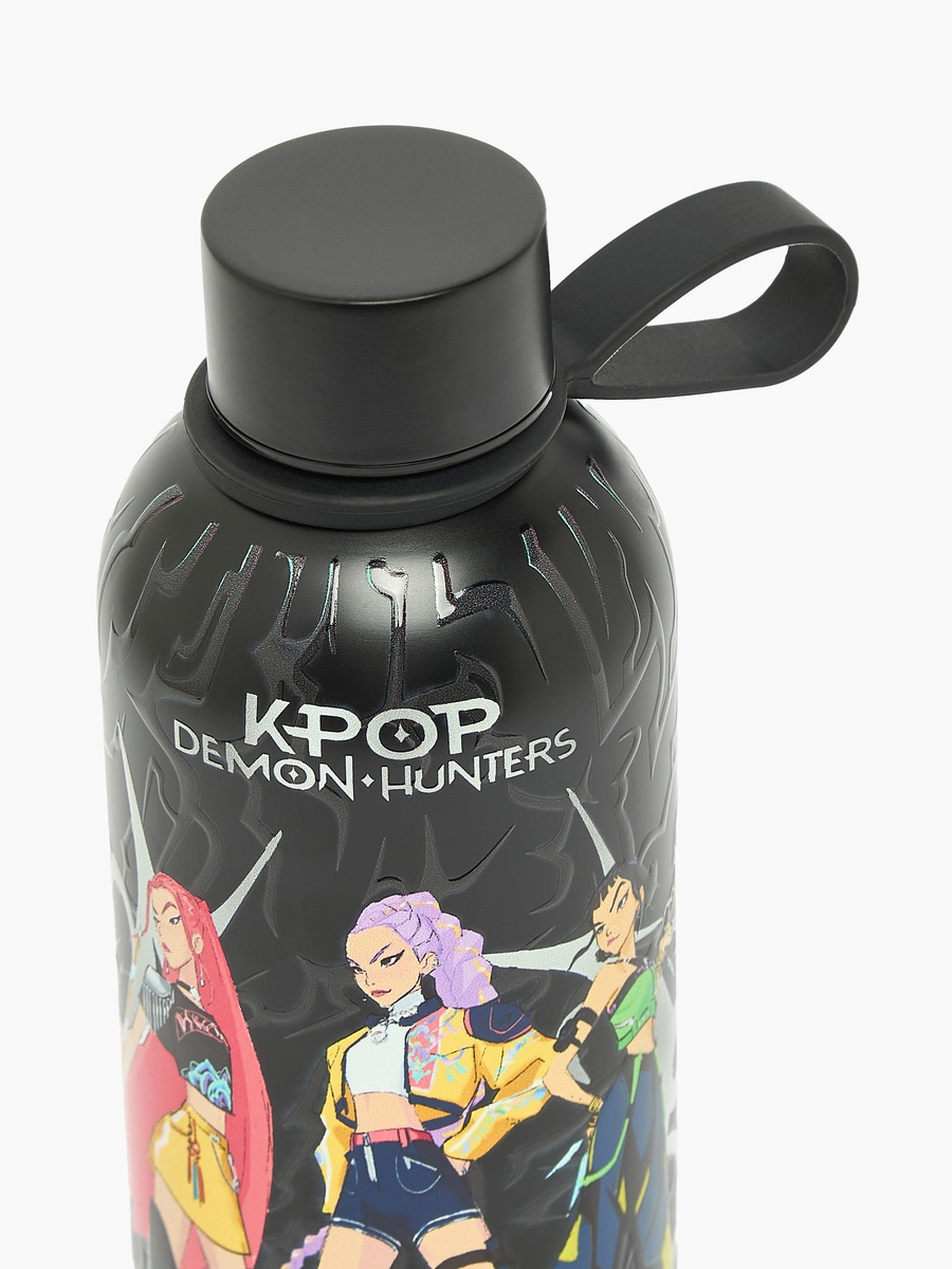 KPop Demon Hunters Print Stainless Steel Water Bottle with Wide Mouth and Carry Loop