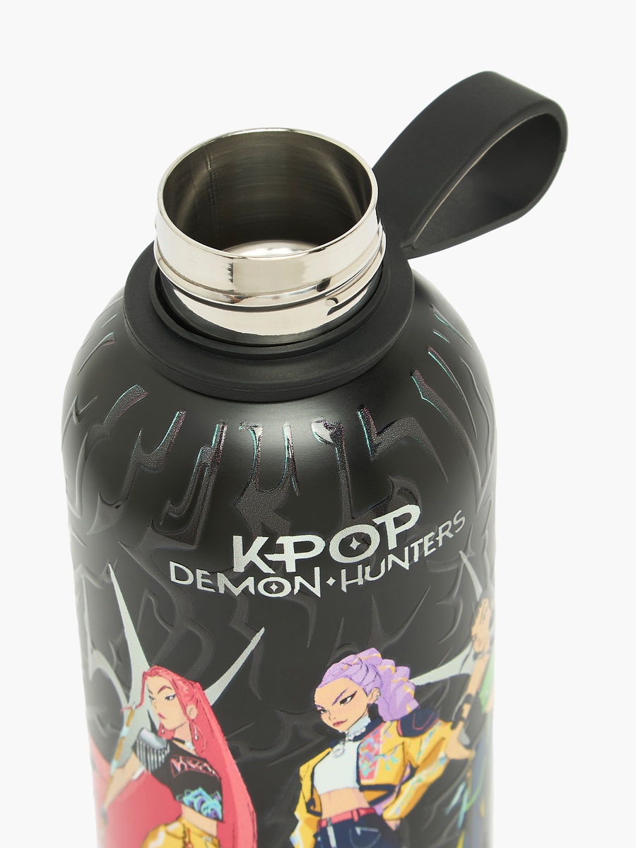 KPop Demon Hunters Print Stainless Steel Water Bottle with Wide Mouth and Carry Loop