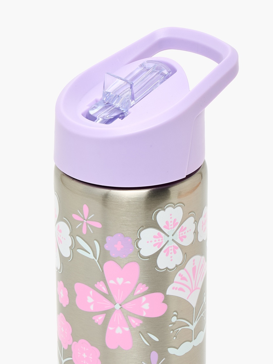Printed Stainless Steel Water Bottle with Flip Spout and Handle - 750 ml