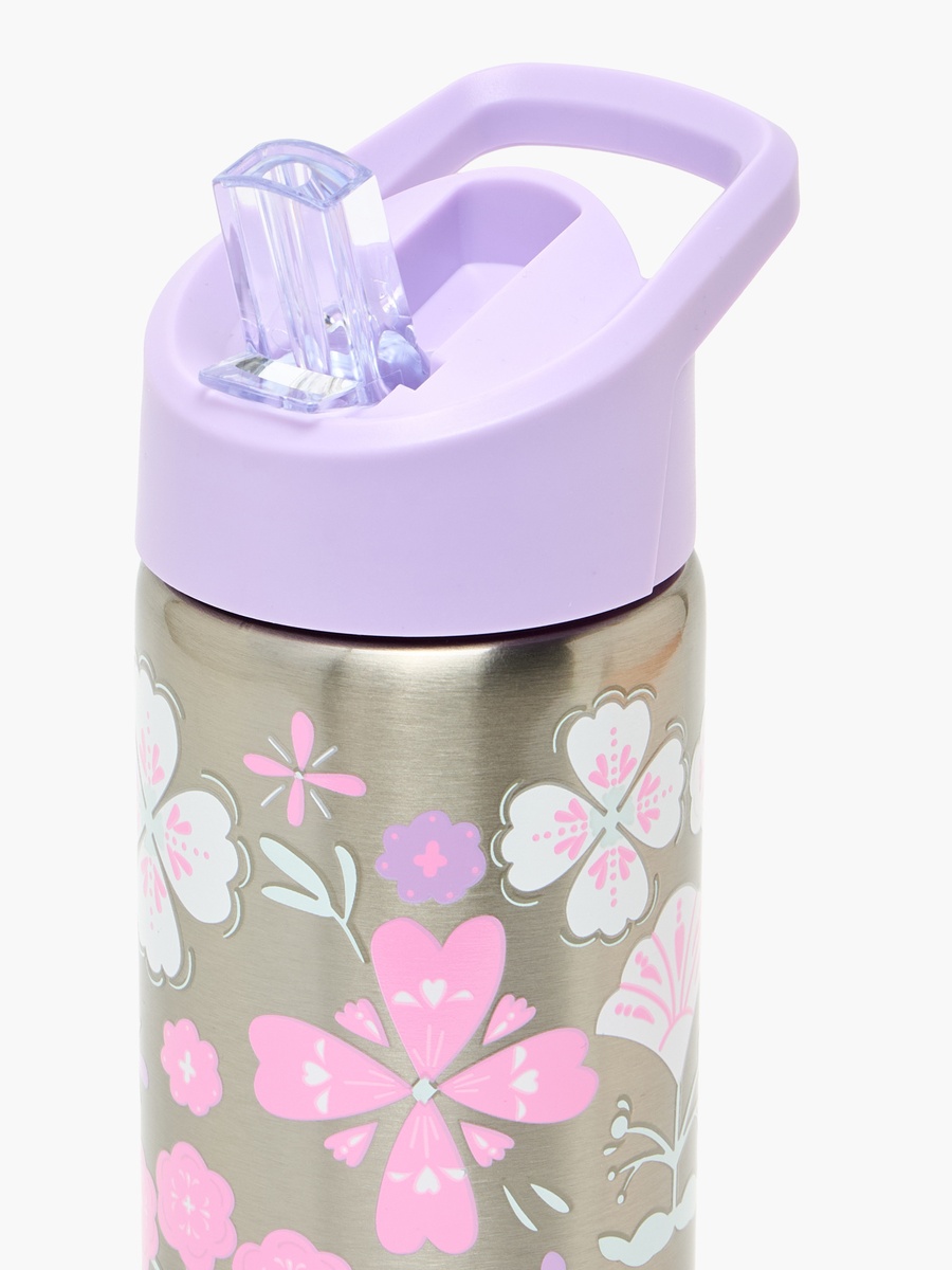 Printed Stainless Steel Water Bottle with Flip Spout and Handle - 750 ml