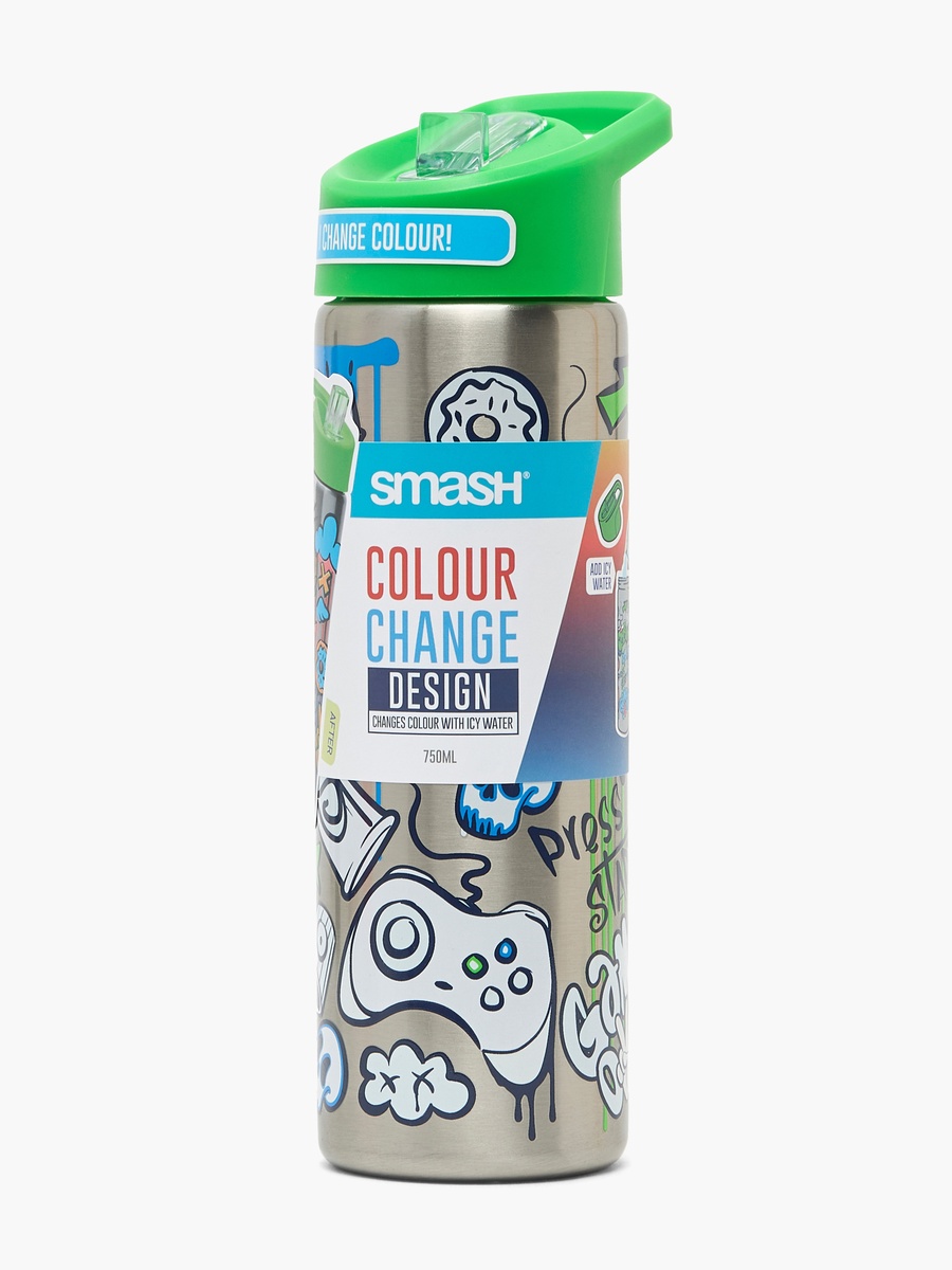 Printed Stainless Steel Water Bottle with Flip Spout and Handle - 750 ml