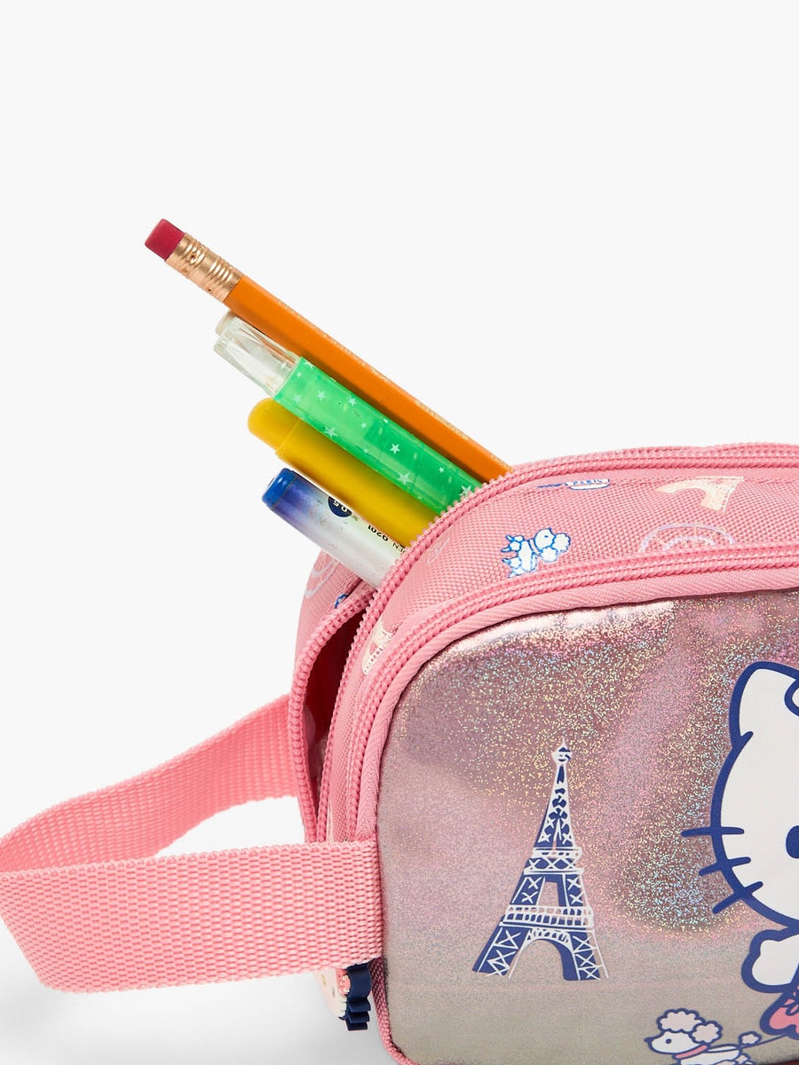 Hello Kitty Print Pencil Pouch with 2 Compartments