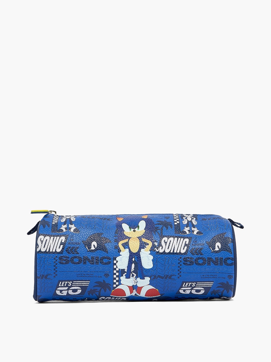 Sonic the Hedgehog Print Pencil Pouch with Zip Closure