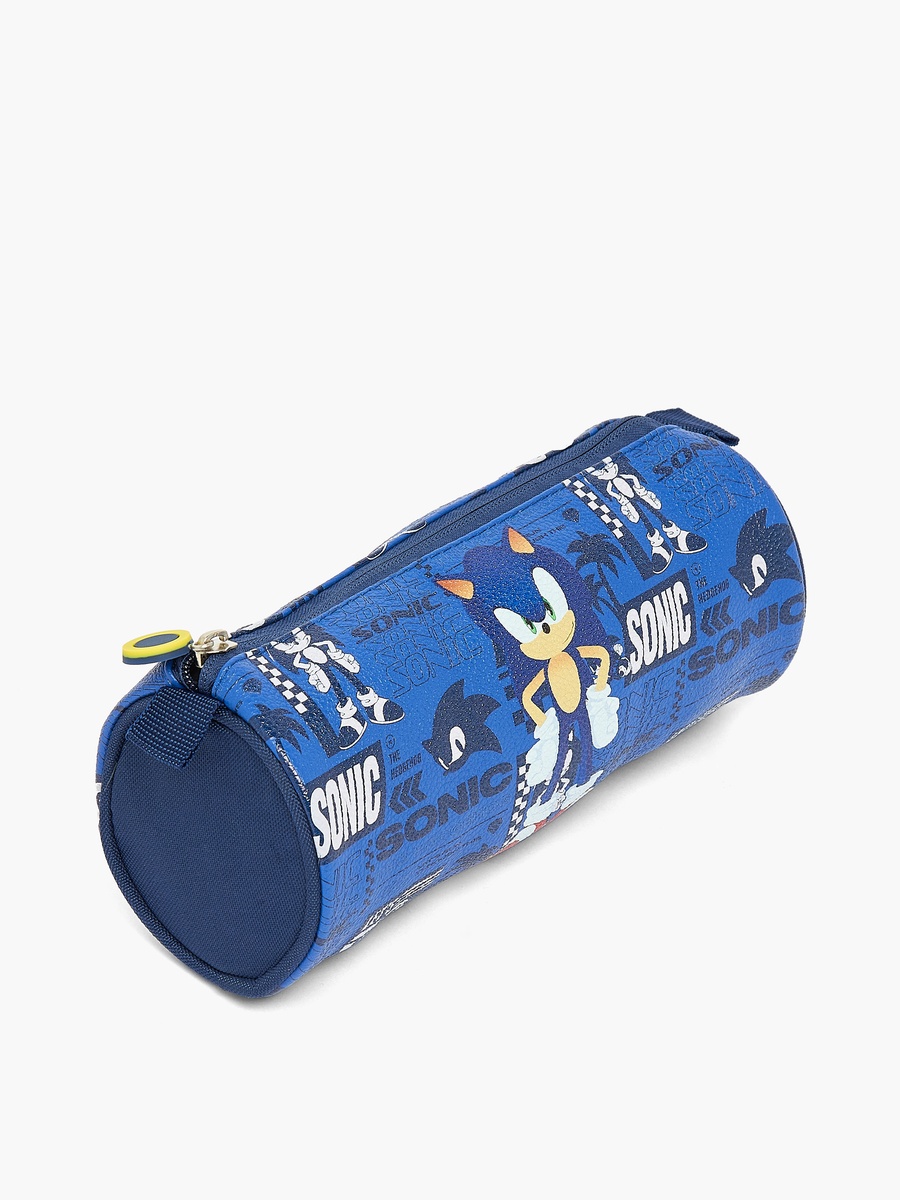 Sonic the Hedgehog Print Pencil Pouch with Zip Closure