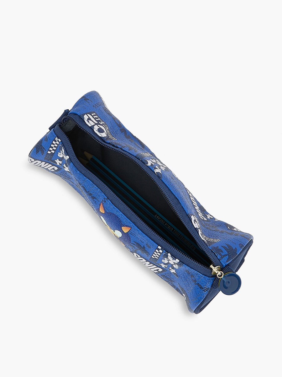 Sonic the Hedgehog Print Pencil Pouch with Zip Closure