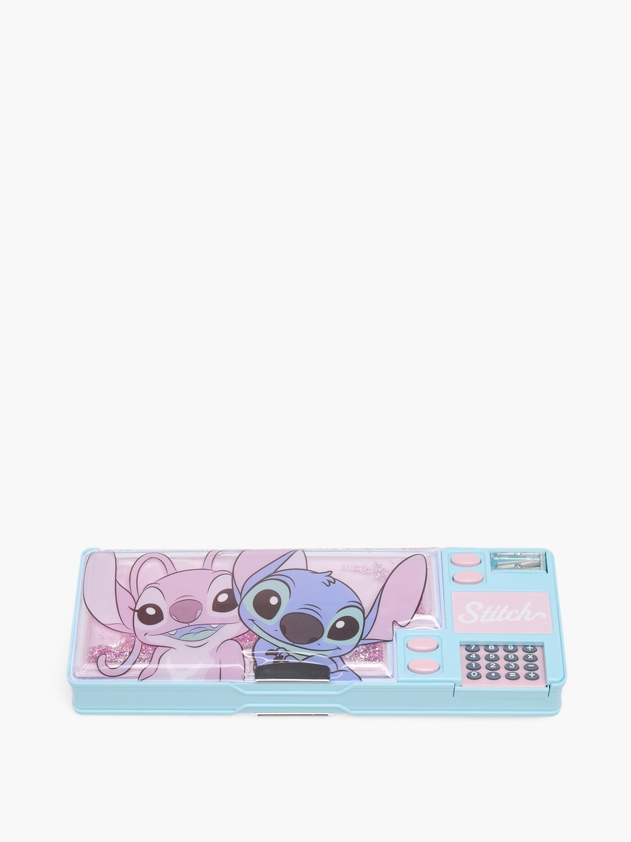 Stitch and Angel Print Pencil Case with Calculator