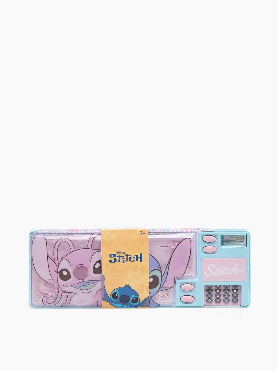 Stitch and Angel Print Pencil Case with Calculator