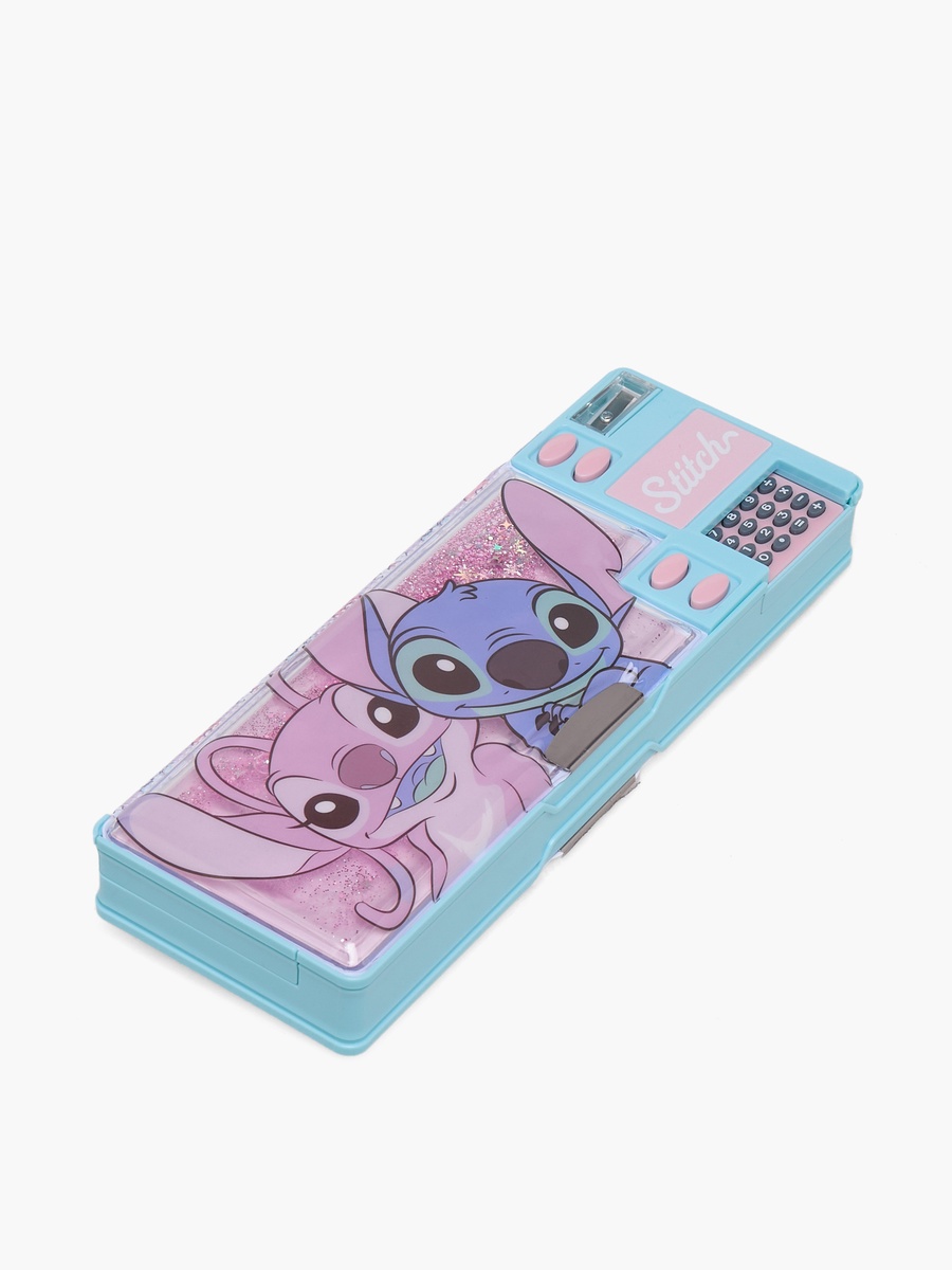 Stitch and Angel Print Pencil Case with Calculator