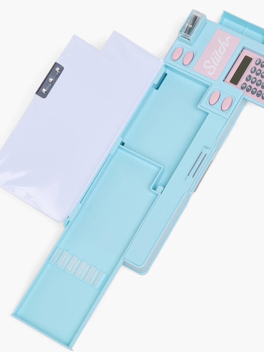Stitch and Angel Print Pencil Case with Calculator