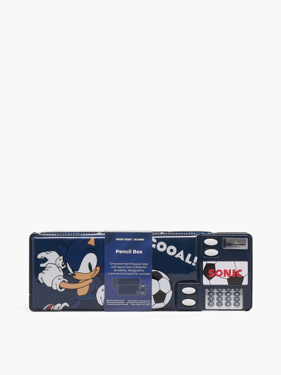 Sonic Print Pencil Case with Magnetic Flap Closure