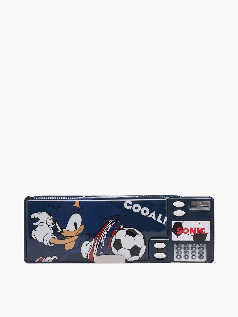 Sonic Print Pencil Case with Magnetic Flap Closure