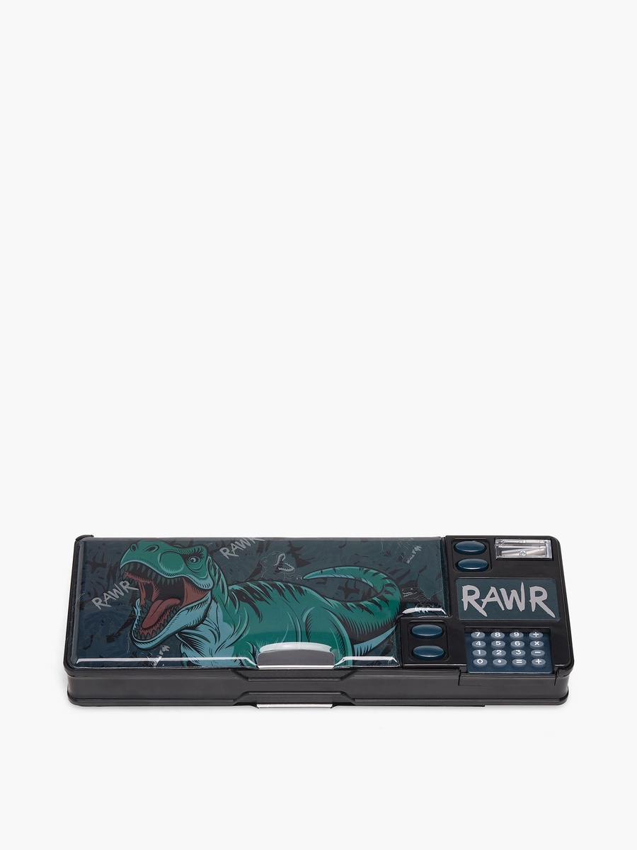 Dinosaur Print Pencil Case with Calculator