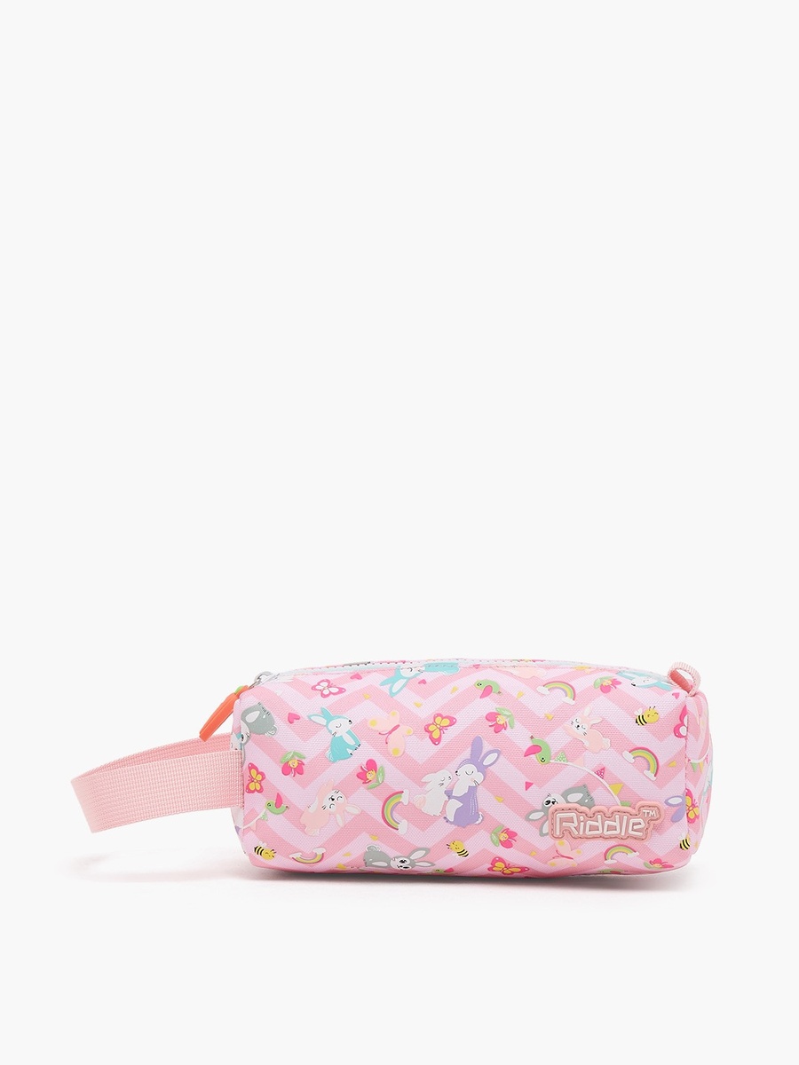 Rabbit Print Pencil Pouch with Zip Closure