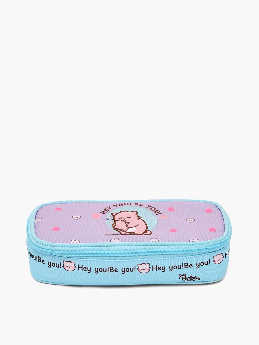 Slogan Print Pencil Pouch with Zip Closure