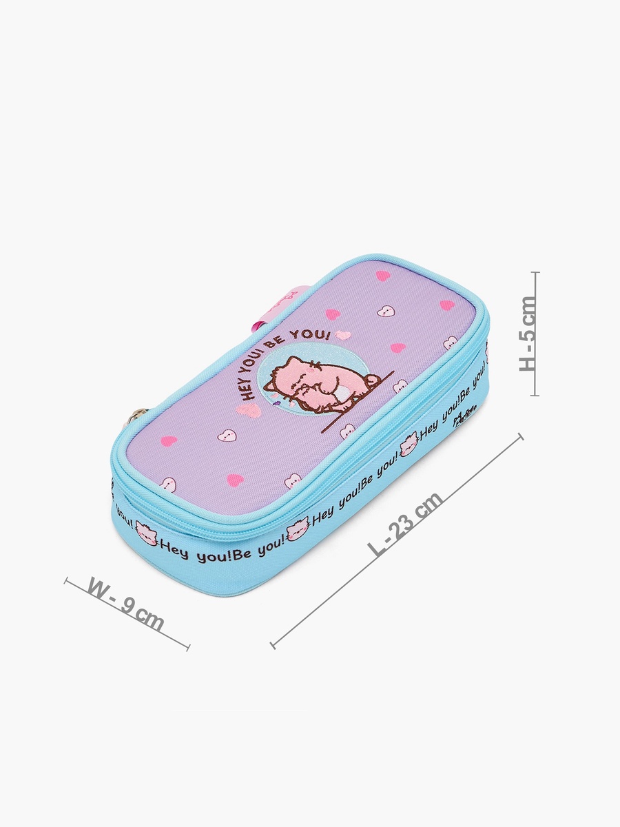 Slogan Print Pencil Pouch with Zip Closure